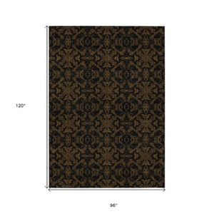 Homeroots 3' Brown And Black Medallion Washable Area Rug - Stylish, Durable, Indoor/Outdoor Decor Solution 8' X 10' Polyester 586849
