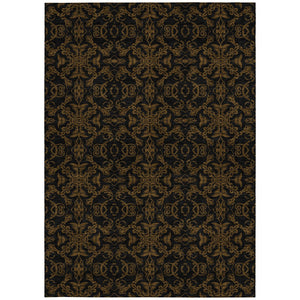 Homeroots 3' Brown And Black Medallion Washable Area Rug - Stylish, Durable, Indoor/Outdoor Decor Solution 9' X 12' Polyester 586850