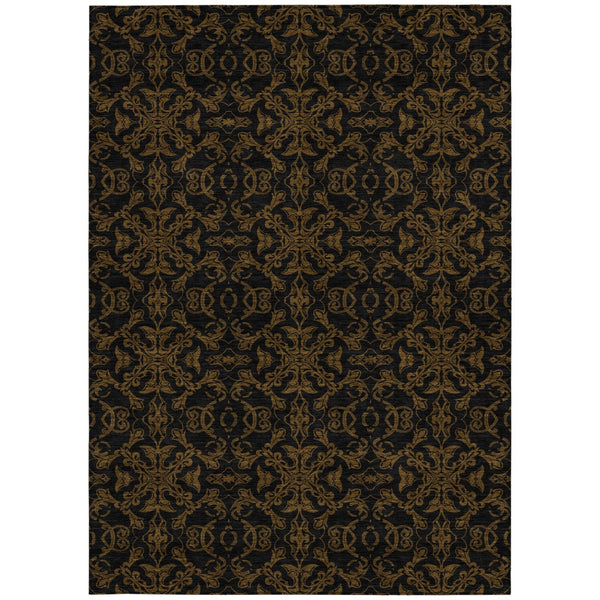 Homeroots 3' Brown And Black Medallion Washable Area Rug - Stylish, Durable, Indoor/Outdoor Decor Solution 9' X 12' Polyester 586850