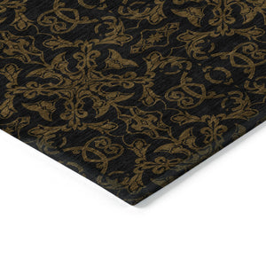 Homeroots 3' Brown And Black Medallion Washable Area Rug - Stylish, Durable, Indoor/Outdoor Decor Solution 10' X 14' Polyester 586851