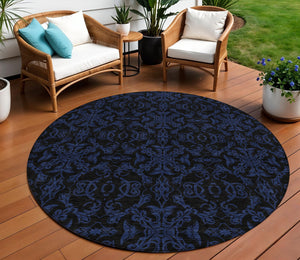 Homeroots 3' Brown And Black Medallion Washable Area Rug - Stylish, Durable, Indoor/Outdoor Decor Solution 8' Round Polyester 586854