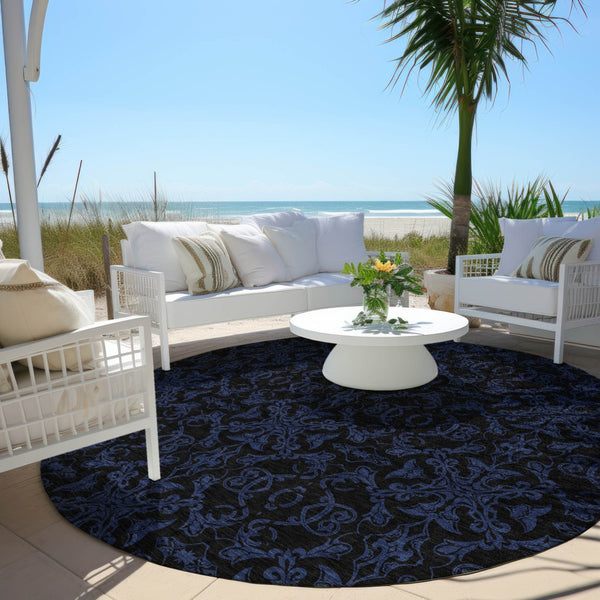 Homeroots 3' Brown And Black Medallion Washable Area Rug - Stylish, Durable, Indoor/Outdoor Decor Solution 8' Round Polyester 586854