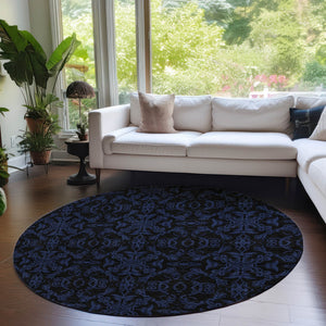 Homeroots 3' Brown And Black Medallion Washable Area Rug - Stylish, Durable, Indoor/Outdoor Decor Solution 8' Round Polyester 586854
