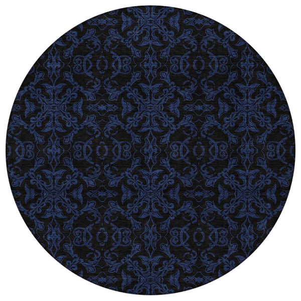 Homeroots 3' Brown And Black Medallion Washable Area Rug - Stylish, Durable, Indoor/Outdoor Decor Solution 8' Round Polyester 586854