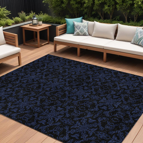 Homeroots 3' Brown And Black Medallion Washable Area Rug - Stylish, Durable, Indoor/Outdoor Decor Solution 10' X 14' Polyester 586857