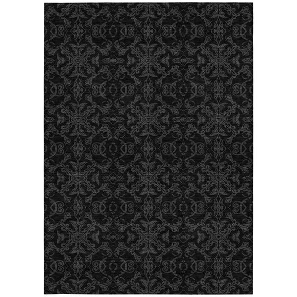 Homeroots 3' Brown And Black Medallion Washable Area Rug - Stylish, Durable, Indoor/Outdoor Decor Solution 3' X 5' Polyester 586858