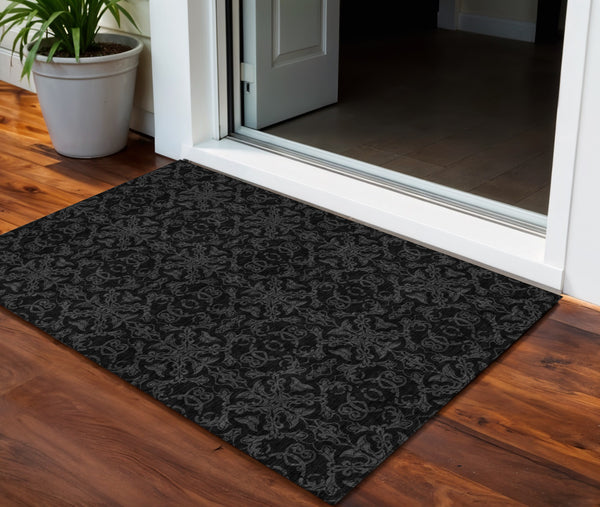 Homeroots 3' Brown And Black Medallion Washable Area Rug - Stylish, Durable, Indoor/Outdoor Decor Solution 3' X 5' Polyester 586858