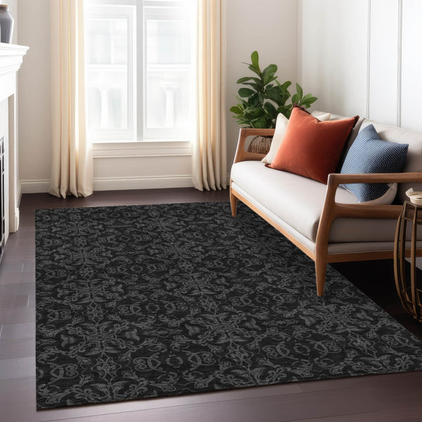 Homeroots 3' Brown And Black Medallion Washable Area Rug - Stylish, Durable, Indoor/Outdoor Decor Solution 3' X 5' Polyester 586858