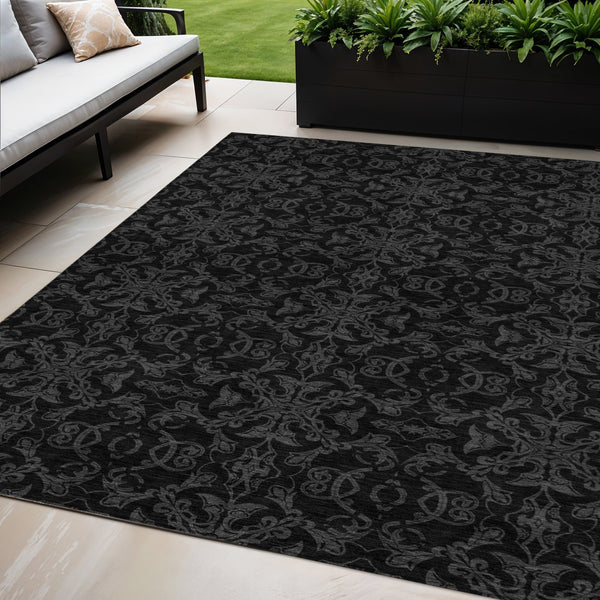 Homeroots 3' Brown And Black Medallion Washable Area Rug - Stylish, Durable, Indoor/Outdoor Decor Solution 5' X 8' Polyester 586859