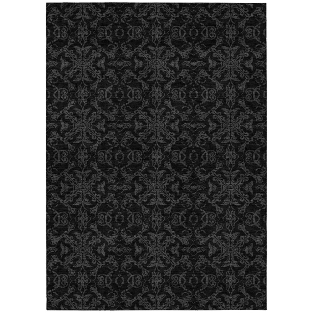 HomeRoots 5' Gray and Charcoal Medallion Area Rug – Durable, Washable, and Stylish for Indoor & Outdoor Use 5' X 8' 586859