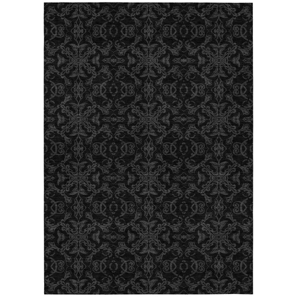 HomeRoots 5' Gray and Charcoal Medallion Area Rug – Durable, Washable, and Stylish for Indoor & Outdoor Use 5' X 8' 586859