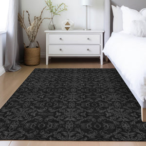 Homeroots 3' Brown And Black Medallion Washable Area Rug - Stylish, Durable, Indoor/Outdoor Decor Solution 5' X 8' Polyester 586859