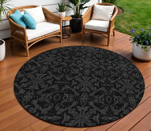 Homeroots 3' Brown And Black Medallion Washable Area Rug - Stylish, Durable, Indoor/Outdoor Decor Solution 8' Round Polyester 586860