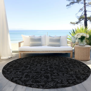 Homeroots 3' Brown And Black Medallion Washable Area Rug - Stylish, Durable, Indoor/Outdoor Decor Solution 8' Round Polyester 586860