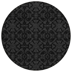 HomeRoots 5' Gray and Charcoal Medallion Area Rug – Durable, Washable, and Stylish for Indoor & Outdoor Use 8' Round 586860