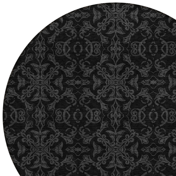 Homeroots 3' Brown And Black Medallion Washable Area Rug - Stylish, Durable, Indoor/Outdoor Decor Solution 8' Round Polyester 586860
