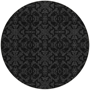 Homeroots 3' Brown And Black Medallion Washable Area Rug - Stylish, Durable, Indoor/Outdoor Decor Solution 8' Round Polyester 586860