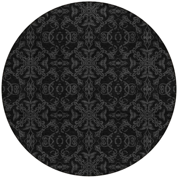 Homeroots 3' Brown And Black Medallion Washable Area Rug - Stylish, Durable, Indoor/Outdoor Decor Solution 8' Round Polyester 586860