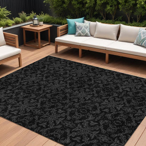 Homeroots 3' Brown And Black Medallion Washable Area Rug - Stylish, Durable, Indoor/Outdoor Decor Solution 8' X 10' Polyester 586861