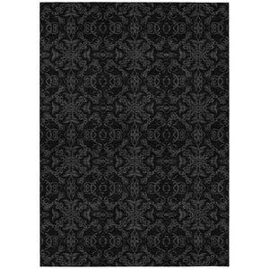 HomeRoots 5' Gray and Charcoal Medallion Area Rug – Durable, Washable, and Stylish for Indoor & Outdoor Use 8' X 10' 586861