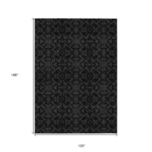 Homeroots 3' Brown And Black Medallion Washable Area Rug - Stylish, Durable, Indoor/Outdoor Decor Solution 10' X 14' Polyester 586863