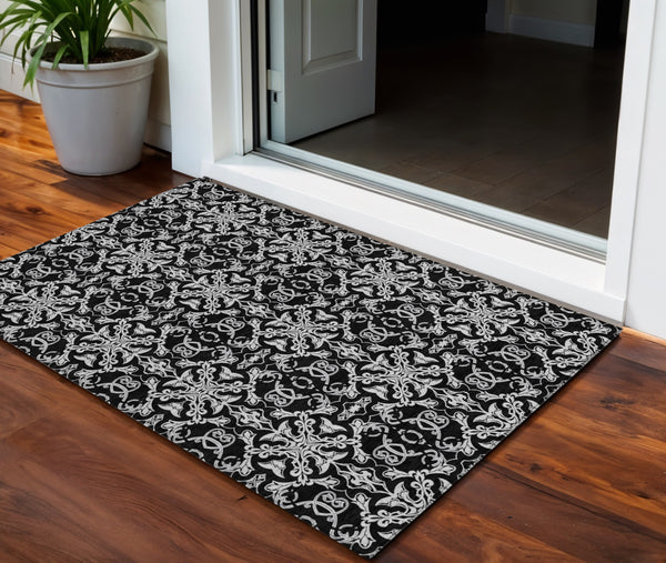 Homeroots 3' Brown And Black Medallion Washable Area Rug - Stylish, Durable, Indoor/Outdoor Decor Solution 3' X 5' Polyester 586864