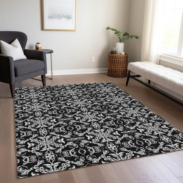 Homeroots 3' Brown And Black Medallion Washable Area Rug - Stylish, Durable, Indoor/Outdoor Decor Solution 3' X 5' Polyester 586864