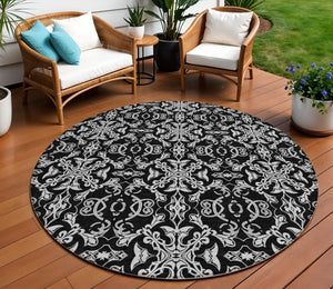 Homeroots 3' Brown And Black Medallion Washable Area Rug - Stylish, Durable, Indoor/Outdoor Decor Solution 8' Round Polyester 586866