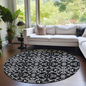 Homeroots 3' Brown And Black Medallion Washable Area Rug - Stylish, Durable, Indoor/Outdoor Decor Solution 8' Round Polyester 586866