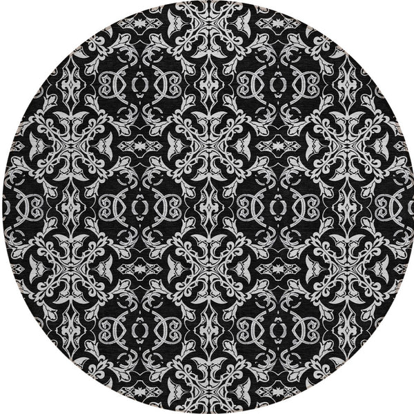 Homeroots 3' Brown And Black Medallion Washable Area Rug - Stylish, Durable, Indoor/Outdoor Decor Solution 8' Round Polyester 586866
