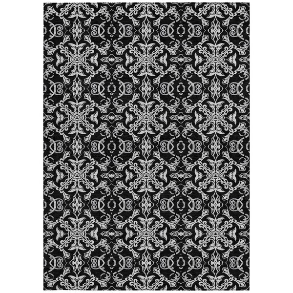 Homeroots 3' Brown And Black Medallion Washable Area Rug - Stylish, Durable, Indoor/Outdoor Decor Solution 9' X 12' Polyester 586868