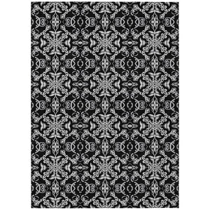HomeRoots 9' Elegant Ivory and Black Medallion Washable Rug – Stylish, Durable, Indoor/Outdoor Versatility 9' X 12' 586868