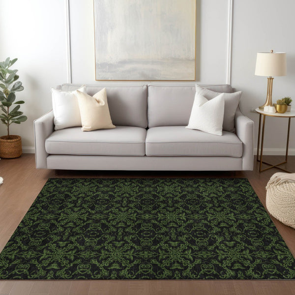 Homeroots 3' Brown And Black Medallion Washable Area Rug - Stylish, Durable, Indoor/Outdoor Decor Solution 3' X 5' Polyester 586870