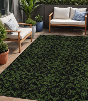 Homeroots 3' Brown And Black Medallion Washable Area Rug - Stylish, Durable, Indoor/Outdoor Decor Solution 5' X 8' Polyester 586871