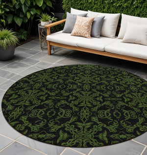 Homeroots 3' Brown And Black Medallion Washable Area Rug - Stylish, Durable, Indoor/Outdoor Decor Solution 8' Round Polyester 586872