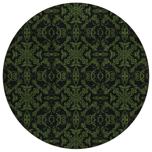 HomeRoots 5' Olive Green Medallion Indoor Outdoor Area Rug - Durable, Washable, Perfect for Any Space! 8' Round 586872