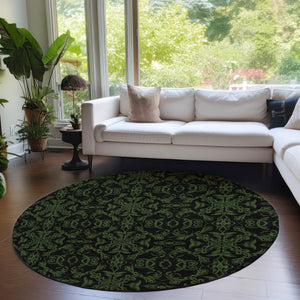 Homeroots 3' Brown And Black Medallion Washable Area Rug - Stylish, Durable, Indoor/Outdoor Decor Solution 8' Round Polyester 586872