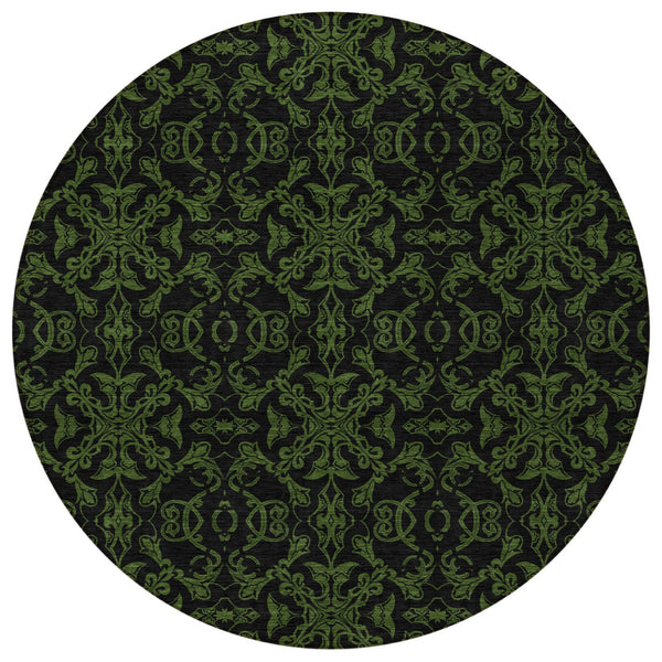 Homeroots 3' Brown And Black Medallion Washable Area Rug - Stylish, Durable, Indoor/Outdoor Decor Solution 8' Round Polyester 586872