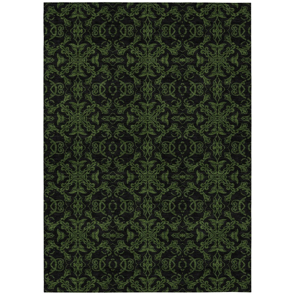 HomeRoots 5' Olive Green Medallion Indoor Outdoor Area Rug - Durable, Washable, Perfect for Any Space! 8' X 10' 586873