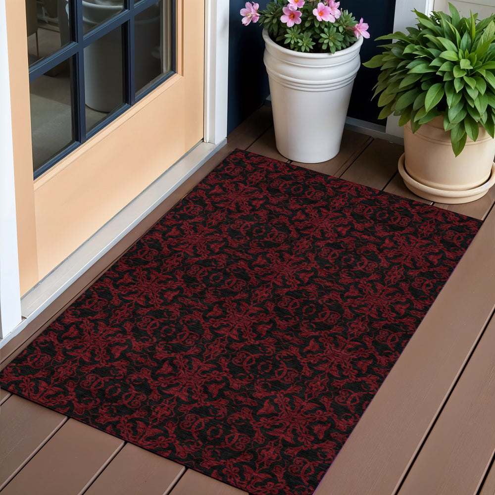 Homeroots 3' Brown And Black Medallion Washable Area Rug - Stylish, Durable, Indoor/Outdoor Decor Solution 3' X 5' Polyester 586876