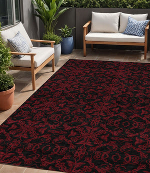 Homeroots 3' Brown And Black Medallion Washable Area Rug - Stylish, Durable, Indoor/Outdoor Decor Solution 5' X 8' Polyester 586877