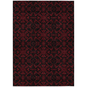 HomeRoots 5' Red and Black Medallion Area Rug - Durable, Washable, Stylish for Indoor and Outdoor Spaces 5' X 8' 586877