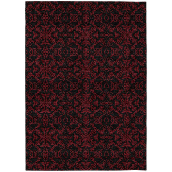 HomeRoots 5' Red and Black Medallion Area Rug - Durable, Washable, Stylish for Indoor and Outdoor Spaces 5' X 8' 586877
