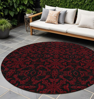 Homeroots 3' Brown And Black Medallion Washable Area Rug - Stylish, Durable, Indoor/Outdoor Decor Solution 8' Round Polyester 586878