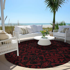 Homeroots 3' Brown And Black Medallion Washable Area Rug - Stylish, Durable, Indoor/Outdoor Decor Solution 8' Round Polyester 586878