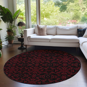 Homeroots 3' Brown And Black Medallion Washable Area Rug - Stylish, Durable, Indoor/Outdoor Decor Solution 8' Round Polyester 586878