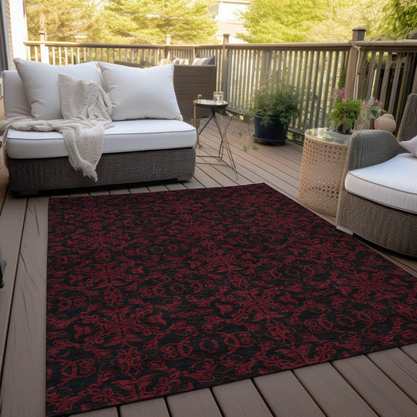 Homeroots 3' Brown And Black Medallion Washable Area Rug - Stylish, Durable, Indoor/Outdoor Decor Solution 9' X 12' Polyester 586880