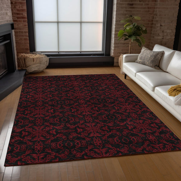 Homeroots 3' Brown And Black Medallion Washable Area Rug - Stylish, Durable, Indoor/Outdoor Decor Solution 10' X 14' Polyester 586881