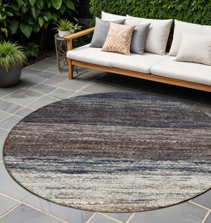 Homeroots 3' Beige Ivory And Brown Ombre Washable Area Rug – Perfect For Indoor & Outdoor Spaces, Durable Design 8' Round Polyester 586884