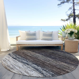 Homeroots 3' Beige Ivory And Brown Ombre Washable Area Rug – Perfect For Indoor & Outdoor Spaces, Durable Design 8' Round Polyester 586884